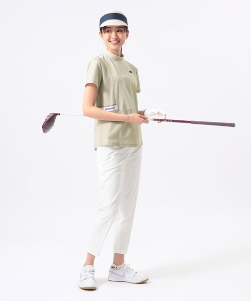 BEAMS GOLF(ビームスゴルフ)の「ORANGE LABEL / ウエスト切り替え モックネックシャツ(UVカット)(スウェット・レディース・ミント/ブラウン系その他2/ブラック・LARGE/MEDIUM/SMALL)」の8枚目の写真