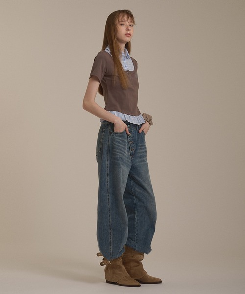 hazyl(ヘイジル)の「shirt frill docking tops / シャツフリルドッキングトップス(Tシャツ/カットソー・レディース・ブラック/ブラウン系その他・フリー)」の17枚目の写真