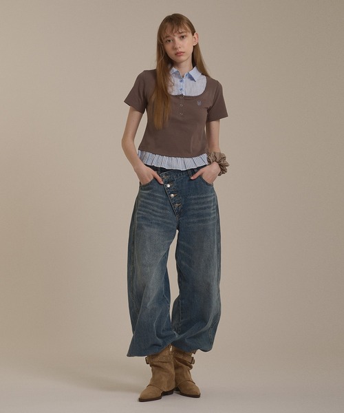 hazyl(ヘイジル)の「shirt frill docking tops / シャツフリルドッキングトップス(Tシャツ/カットソー・レディース・ブラック/ブラウン系その他・フリー)」の18枚目の写真