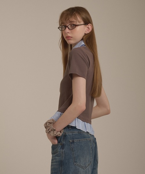 hazyl(ヘイジル)の「shirt frill docking tops / シャツフリルドッキングトップス(Tシャツ/カットソー・レディース・ブラック/ブラウン系その他・フリー)」の10枚目の写真