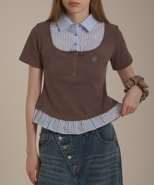 hazyl(ヘイジル)の「shirt frill docking tops / シャツフリルドッキングトップス(Tシャツ/カットソー・レディース・ブラック/ブラウン系その他・フリー)」の13枚目の写真