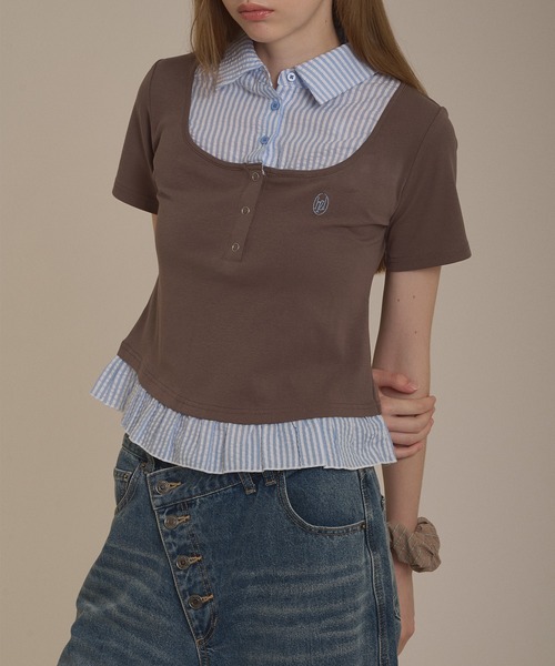 hazyl(ヘイジル)の「shirt frill docking tops / シャツフリルドッキングトップス(Tシャツ/カットソー・レディース・ブラック/ブラウン系その他・フリー)」の14枚目の写真