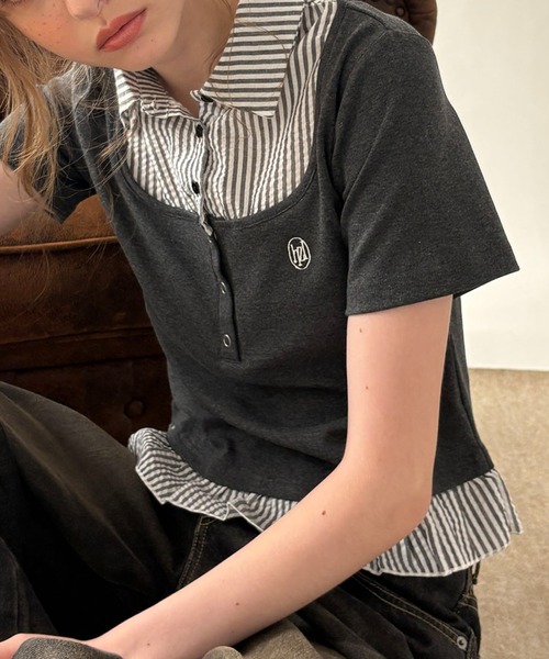 hazyl(ヘイジル)の「shirt frill docking tops / シャツフリルドッキングトップス(Tシャツ/カットソー・レディース・ブラック/ブラウン系その他・フリー)」の21枚目の写真