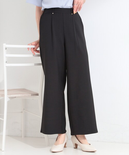 SHOO・LA・RUE(シューラルー)の「【S-LL】さらっとはける 麻調タックワイドパンツ(その他パンツ・レディース・グレー/ライトベージュ/ブラック・04/03/02/01)」の2枚目の写真