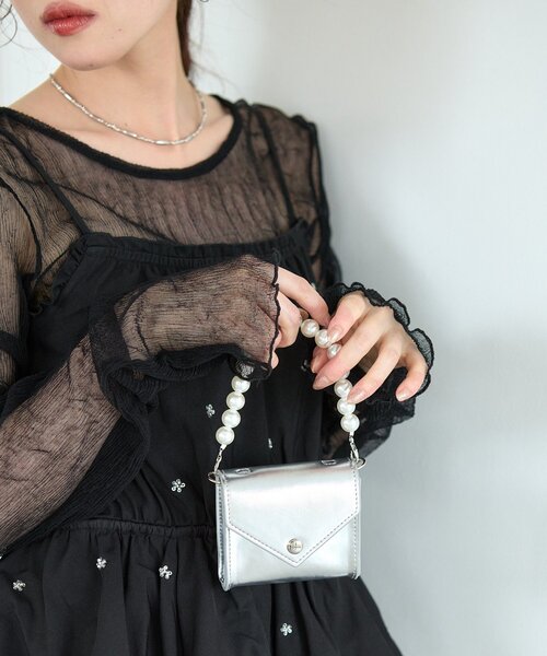 Kastane(カスタネ)の「【オケージョン対応】パールミニBAG(ショルダーバッグ・レディース・シルバー/ブラック/ミント・FREE)」の8枚目の写真