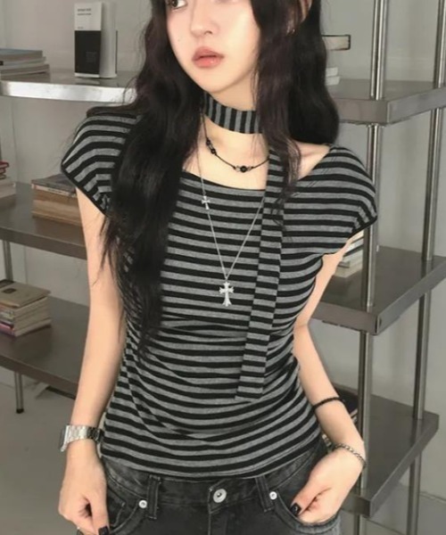 semplice(センプリチェ)の「Tシャツ【韓国ファッション】(Tシャツ/カットソー・レディース・グレー・L/M/S)」の6枚目の写真