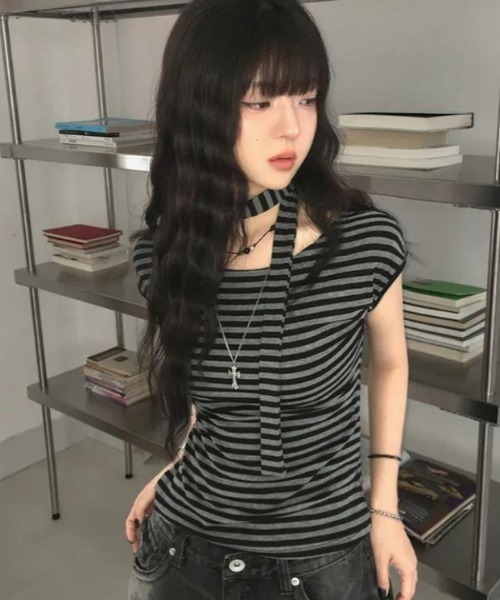 semplice(センプリチェ)の「Tシャツ【韓国ファッション】(Tシャツ/カットソー・レディース・グレー・L/M/S)」の9枚目の写真