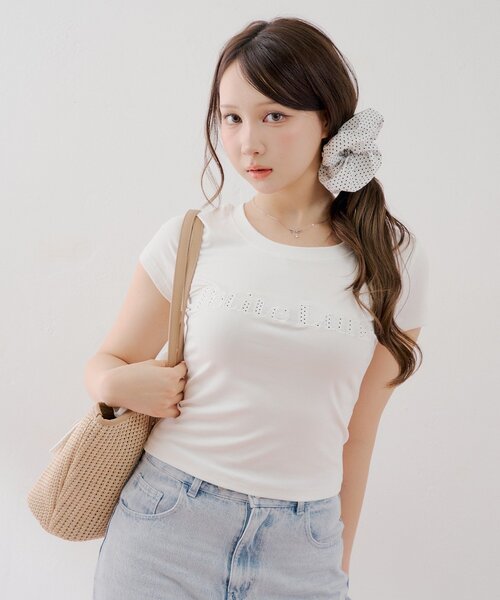 Chico(チコ)の「ドットロゴT+シュシュセット(Tシャツ/カットソー・レディース・ブルー系その他2/ホワイト系その他2/ホワイト/ネイビー・FREE)」の11枚目の写真