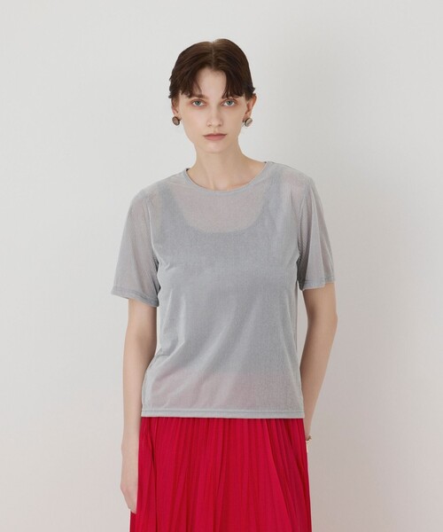 Diagram(ダイアグラム)の「シアーベロアカットトップ(Tシャツ/カットソー・レディース・グレー/ブラック/キナリ・36)」の3枚目の写真