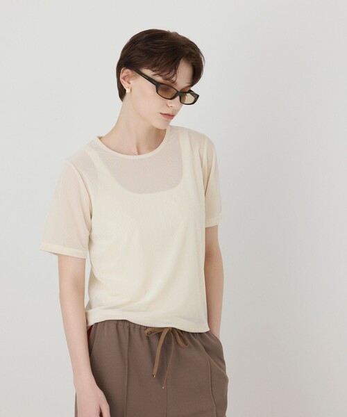 Diagram(ダイアグラム)の「シアーベロアカットトップ(Tシャツ/カットソー・レディース・グレー/ブラック/キナリ・36)」の8枚目の写真