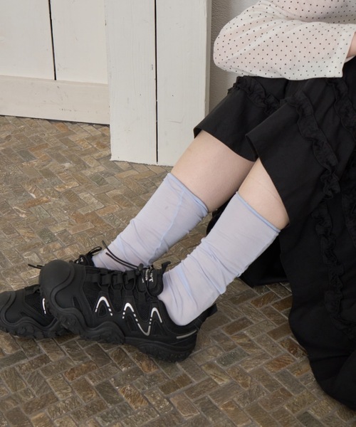 Birthday room(バースデイルーム)の「ルーズシアートレンカソックス/Loose sheer stirrup socks(ソックス/靴下・レディース・ライトブルー/ホワイト/ピンク・FREE)」の11枚目の写真