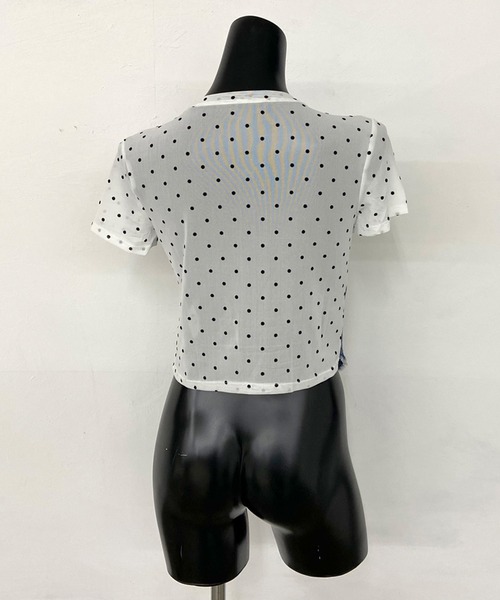 non-hedge(ノンヘッジ)の「デニムイレギュラー切替ドット柄シアーヘムトップス(Tシャツ/カットソー・レディース・オフホワイト/ブラック・FREE)」の5枚目の写真