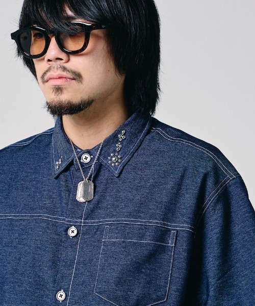 EFFECTEN（エフェクテン）の「mhs2654-Studs chambray shirts シャンブレーシャツ(efdig-03)（シャツ/ブラウス・メンズ・サックスブルー/インディゴブルー・M/L/XL）」の20枚目の写真