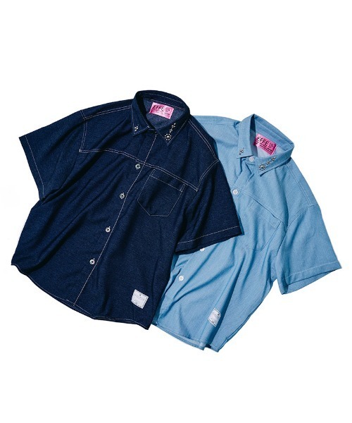 EFFECTEN（エフェクテン）の「mhs2654-Studs chambray shirts シャンブレーシャツ(efdig-03)（シャツ/ブラウス・メンズ・サックスブルー/インディゴブルー・M/L/XL）」の9枚目の写真