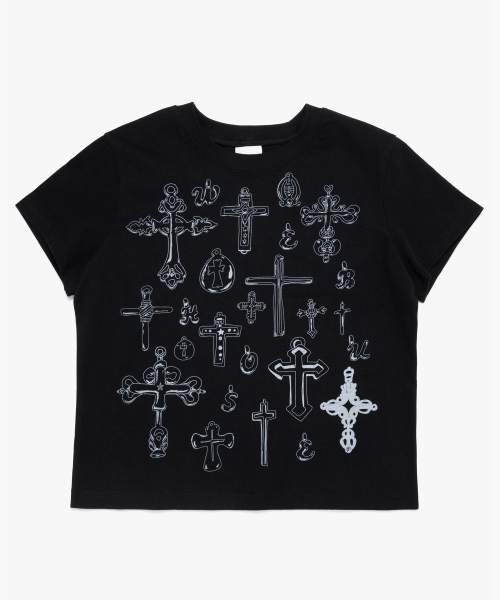 WEBHOUSE(ウェブハウス)の「スケッチクロスエンジェルTシャツ - ブラック(Tシャツ/カットソー・レディース・その他・FREE)」の2枚目の写真
