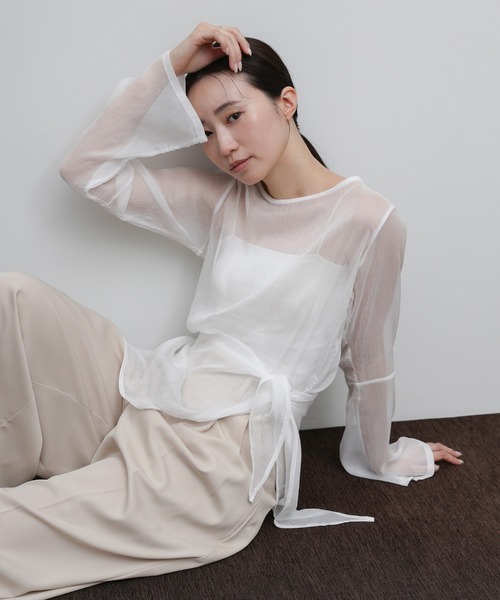 select MOCA Et(セレクトモカエト)の「【Et】Sheer Blouse and Scarf Set(シャツ/ブラウス・レディース・ブラウン/ブラック/アイボリー・FREE)」の8枚目の写真