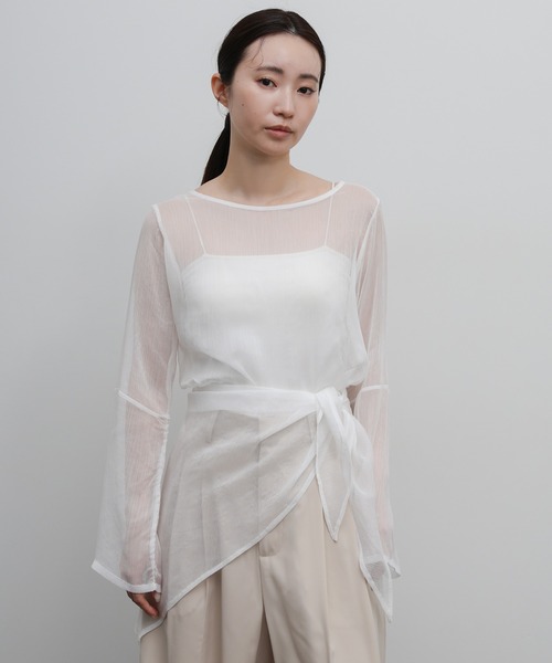 select MOCA Et(セレクトモカエト)の「【Et】Sheer Blouse and Scarf Set(シャツ/ブラウス・レディース・ブラウン/ブラック/アイボリー・FREE)」の9枚目の写真