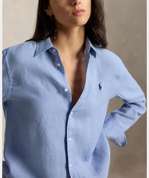 POLO RALPH LAUREN(ポロ ラルフ ローレン)の「クラシック フィット リネン シャツ(シャツ/ブラウス・レディース・ブルー・S/M/L/XS/XXS)」の4枚目の写真