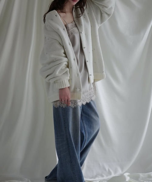 WILLFULLY(ウィルフリー)の「long heart dot jacquard reversible knit cardigan(ニット/セーター・レディース・タン/ホワイト系その他/レッド系その他/グレー×ピンク・FREE)」の5枚目の写真