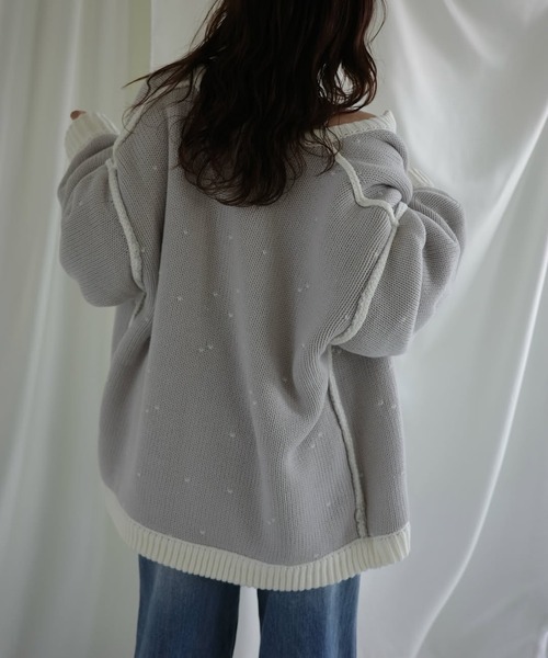 WILLFULLY(ウィルフリー)の「long heart dot jacquard reversible knit cardigan(ニット/セーター・レディース・タン/ホワイト系その他/レッド系その他/グレー×ピンク・FREE)」の7枚目の写真