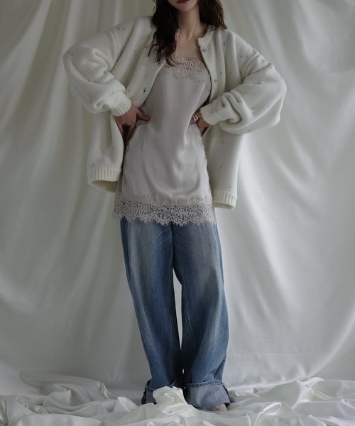 WILLFULLY(ウィルフリー)の「long heart dot jacquard reversible knit cardigan(ニット/セーター・レディース・タン/ホワイト系その他/レッド系その他/グレー×ピンク・FREE)」の9枚目の写真