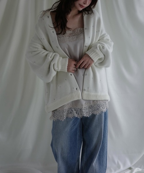 WILLFULLY(ウィルフリー)の「long heart dot jacquard reversible knit cardigan(ニット/セーター・レディース・タン/ホワイト系その他/レッド系その他/グレー×ピンク・FREE)」の10枚目の写真