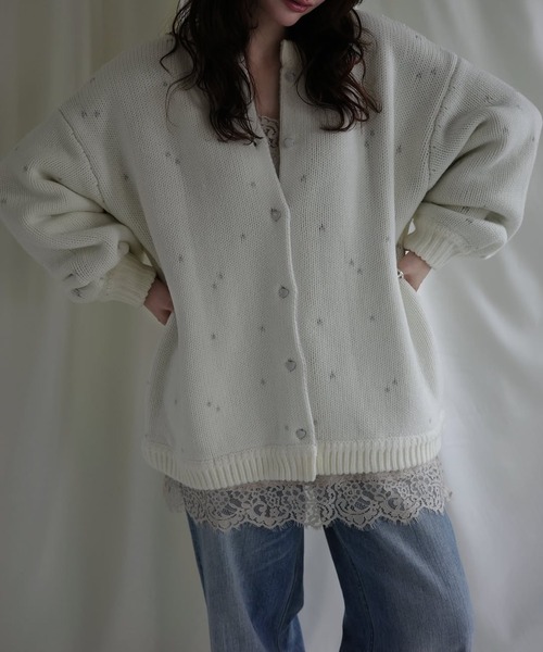 WILLFULLY(ウィルフリー)の「long heart dot jacquard reversible knit cardigan(ニット/セーター・レディース・タン/ホワイト系その他/レッド系その他/グレー×ピンク・FREE)」の11枚目の写真