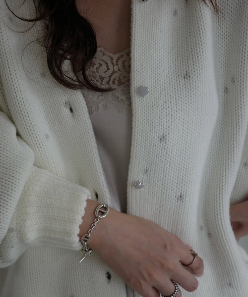 WILLFULLY(ウィルフリー)の「long heart dot jacquard reversible knit cardigan(ニット/セーター・レディース・タン/ホワイト系その他/レッド系その他/グレー×ピンク・FREE)」の12枚目の写真