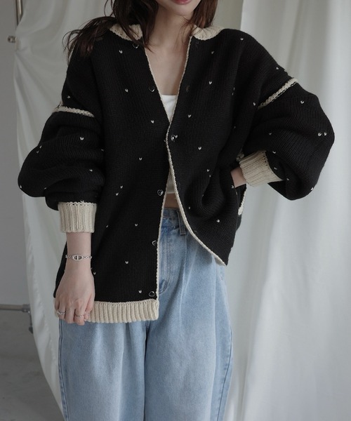 WILLFULLY(ウィルフリー)の「long heart dot jacquard reversible knit cardigan(ニット/セーター・レディース・タン/ホワイト系その他/レッド系その他/グレー×ピンク・FREE)」の17枚目の写真