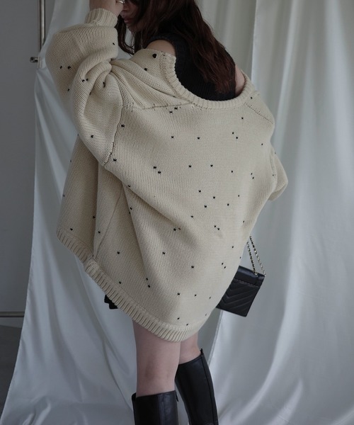 WILLFULLY(ウィルフリー)の「long heart dot jacquard reversible knit cardigan(ニット/セーター・レディース・タン/ホワイト系その他/レッド系その他/グレー×ピンク・FREE)」の15枚目の写真