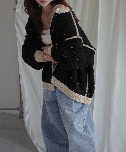 WILLFULLY(ウィルフリー)の「long heart dot jacquard reversible knit cardigan(ニット/セーター・レディース・タン/ホワイト系その他/レッド系その他/グレー×ピンク・FREE)」の19枚目の写真