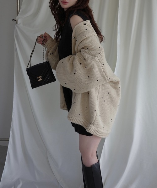 WILLFULLY(ウィルフリー)の「long heart dot jacquard reversible knit cardigan(ニット/セーター・レディース・タン/ホワイト系その他/レッド系その他/グレー×ピンク・FREE)」の14枚目の写真