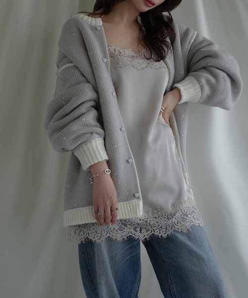 WILLFULLY(ウィルフリー)の「long heart dot jacquard reversible knit cardigan(ニット/セーター・レディース・タン/ホワイト系その他/レッド系その他/グレー×ピンク・FREE)」の8枚目の写真