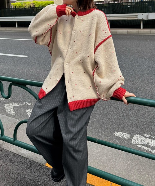 WILLFULLY(ウィルフリー)の「long heart dot jacquard reversible knit cardigan(ニット/セーター・レディース・タン/ホワイト系その他/レッド系その他/グレー×ピンク・FREE)」の21枚目の写真