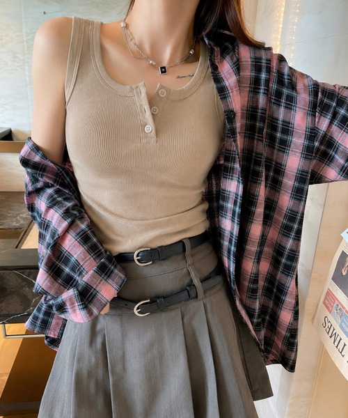 セール】ヘンリーネッククロップド タンクトップ（タンクトップ