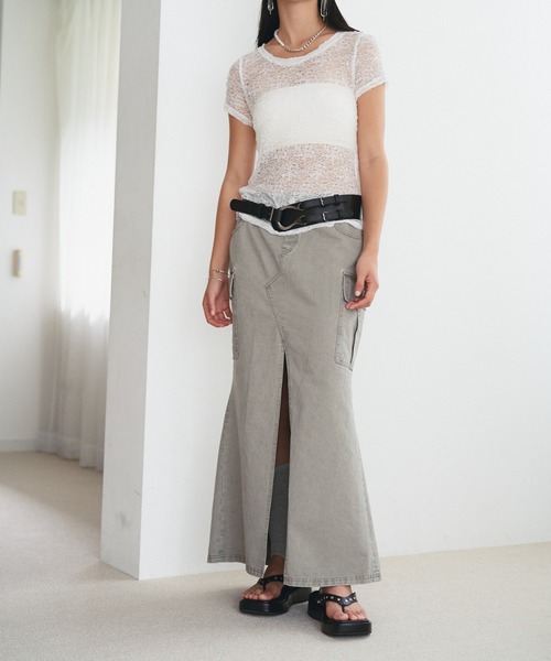 SOEMIN（ソミン）の「Front slit long skirt／フロントスリットマーメイドロングスカート（スカート・レディース・グレー/カーキ・FREE）」の10枚目の写真