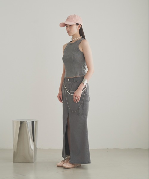 SOEMIN（ソミン）の「Front slit long skirt／フロントスリットマーメイドロングスカート（スカート・レディース・グレー/カーキ・FREE）」の15枚目の写真