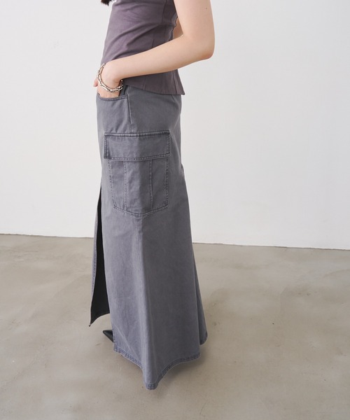 SOEMIN（ソミン）の「Front slit long skirt／フロントスリットマーメイドロングスカート（スカート・レディース・グレー/カーキ・FREE）」の20枚目の写真
