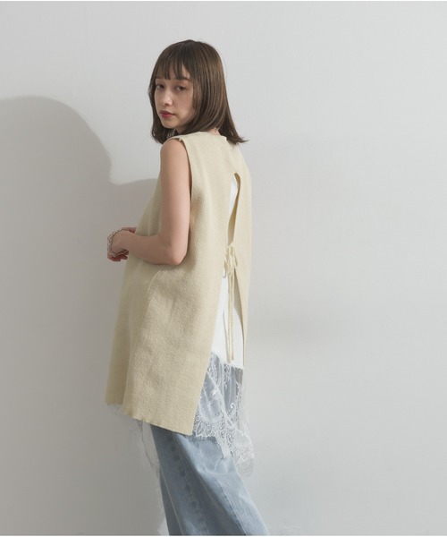 OandI（オーアンドアイ）の「リブニットバックスリットタンク（タンクトップ・レディース・ブラウン/アイボリー・M）」の5枚目の写真