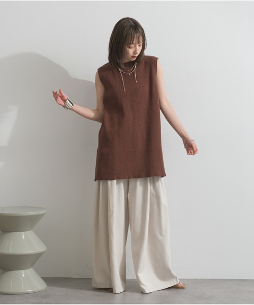 OandI（オーアンドアイ）の「リブニットバックスリットタンク（タンクトップ・レディース・ブラウン/アイボリー・M）」の13枚目の写真