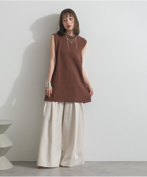 OandI（オーアンドアイ）の「リブニットバックスリットタンク（タンクトップ・レディース・ブラウン/アイボリー・M）」の18枚目の写真