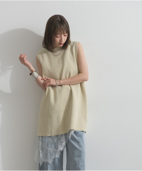 OandI（オーアンドアイ）の「リブニットバックスリットタンク（タンクトップ・レディース・ブラウン/アイボリー・M）」の9枚目の写真