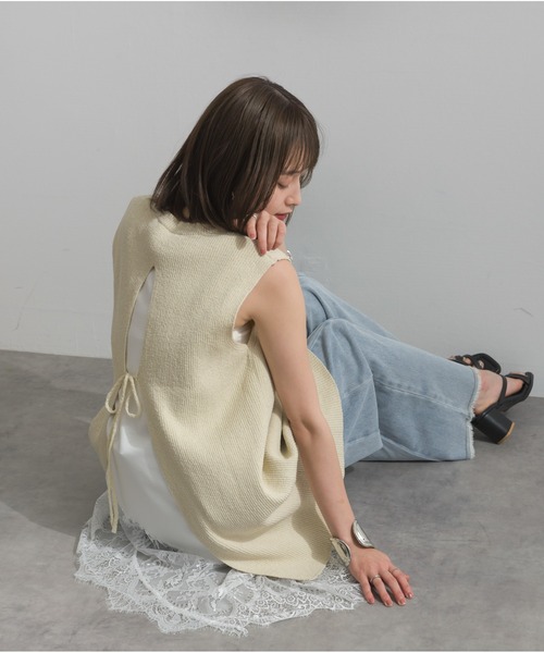 OandI（オーアンドアイ）の「リブニットバックスリットタンク（タンクトップ・レディース・ブラウン/アイボリー・M）」の10枚目の写真