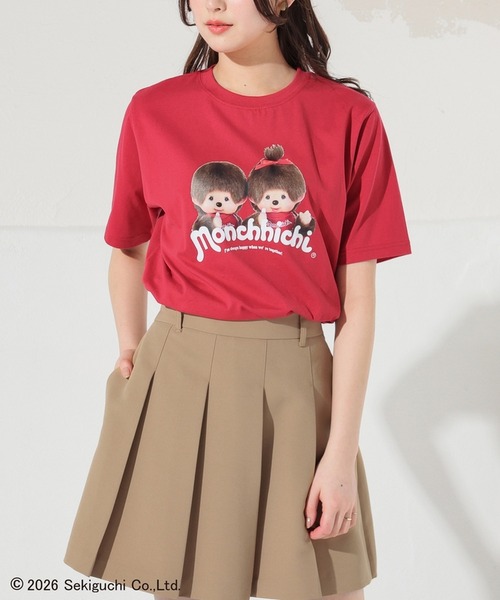 Honeys(ハニーズ)の「モンチッチ/Tシャツ(Tシャツ/カットソー・レディース・レッド/スミクロ/ベージュ・3L/L/M/LL/S)」の3枚目の写真