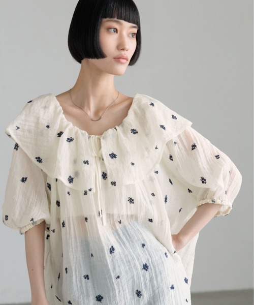 LOWRYS FARM(ローリーズファーム)の「シシュウミニワンピースSS 1046529(ワンピース・レディース・ブラック/ホワイト/アイボリー・FREE)」の1枚目の写真
