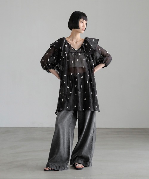 LOWRYS FARM(ローリーズファーム)の「シシュウミニワンピースSS 1046529(ワンピース・レディース・ブラック/ホワイト/アイボリー・FREE)」の21枚目の写真