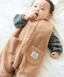 BEAMS mini | 【WEB限定】ベビー ボア オーバーオール 2026FW（70～80cm）秋冬 定番 人気 プチプラ カジュアル もこもこ(ロンパース)