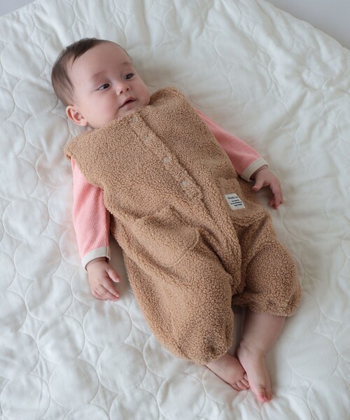 BEAMS mini(ビームスミニ)の「【WEB限定】ベビー ボア オーバーオール 2026FW(70~80cm)秋冬 定番 人気 プチプラ カジュアル もこもこ(ロンパース・キッズ・ベージュ/ホワイト系その他5・70/80)」の7枚目の写真
