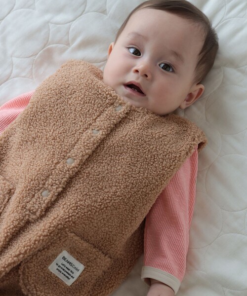 BEAMS mini(ビームスミニ)の「【WEB限定】ベビー ボア オーバーオール 2026FW(70~80cm)秋冬 定番 人気 プチプラ カジュアル もこもこ(ロンパース・キッズ・ベージュ/ホワイト系その他5・70/80)」の9枚目の写真