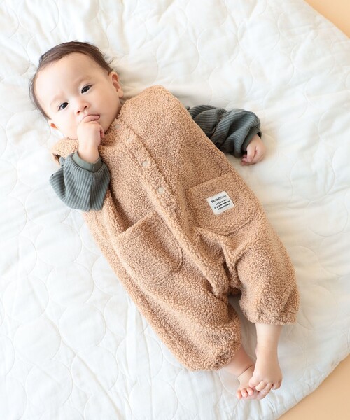 BEAMS mini(ビームスミニ)の「【WEB限定】ベビー ボア オーバーオール 2026FW(70~80cm)秋冬 定番 人気 プチプラ カジュアル もこもこ(ロンパース・キッズ・ベージュ/ホワイト系その他5・70/80)」の12枚目の写真